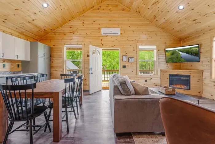 The Woodlands Open Concept living room and dining area 
